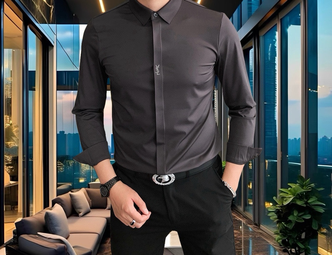 YSL Men’s Long-Sleeved T-shirts 205: High-Quality Fashion with Custom Logo Design - 图片 5