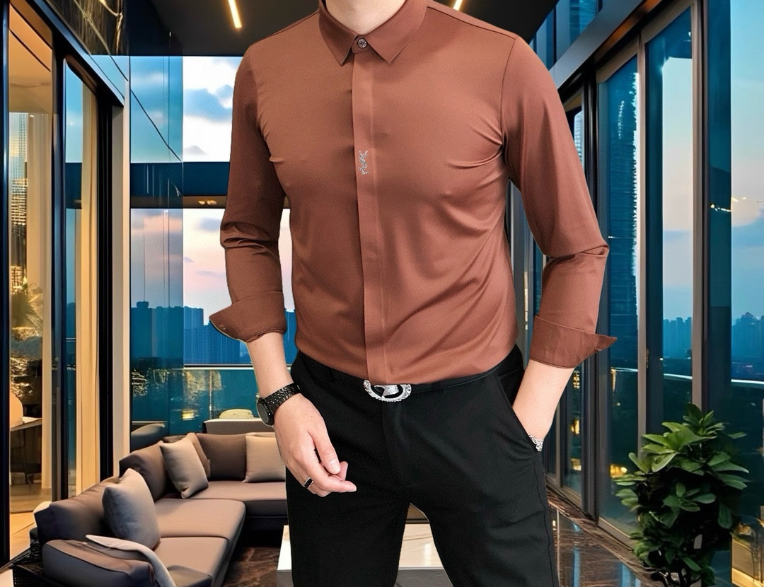 YSL Men’s Long-Sleeved T-shirts 205: High-Quality Fashion with Custom Logo Design - 图片 4