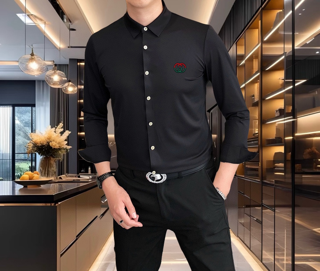 High-end men’s shirt with embroidery logo, custom sizes, and fast delivery. - 图片 2