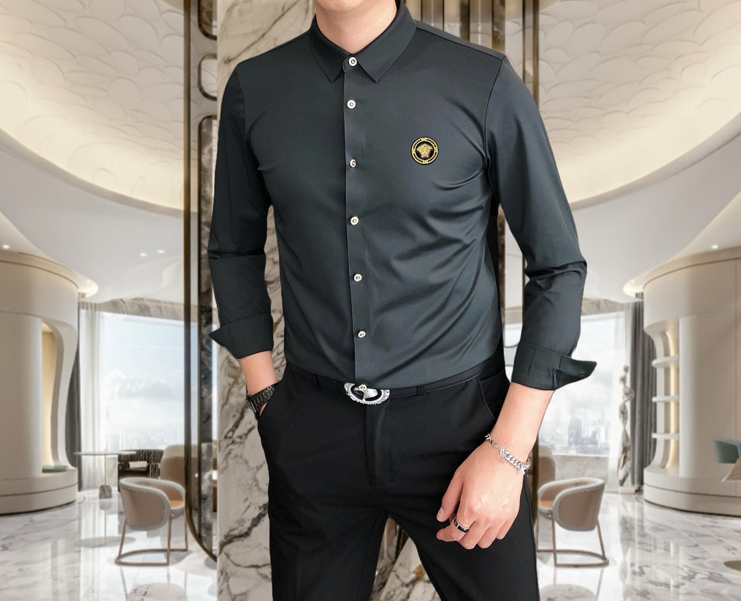 “Versace Van Sage Men’s Long-Sleeve Shirt 2025: High-Quality Fashion with Medusalogo Design, Custom Importation, Various Sizes” - 图片 4