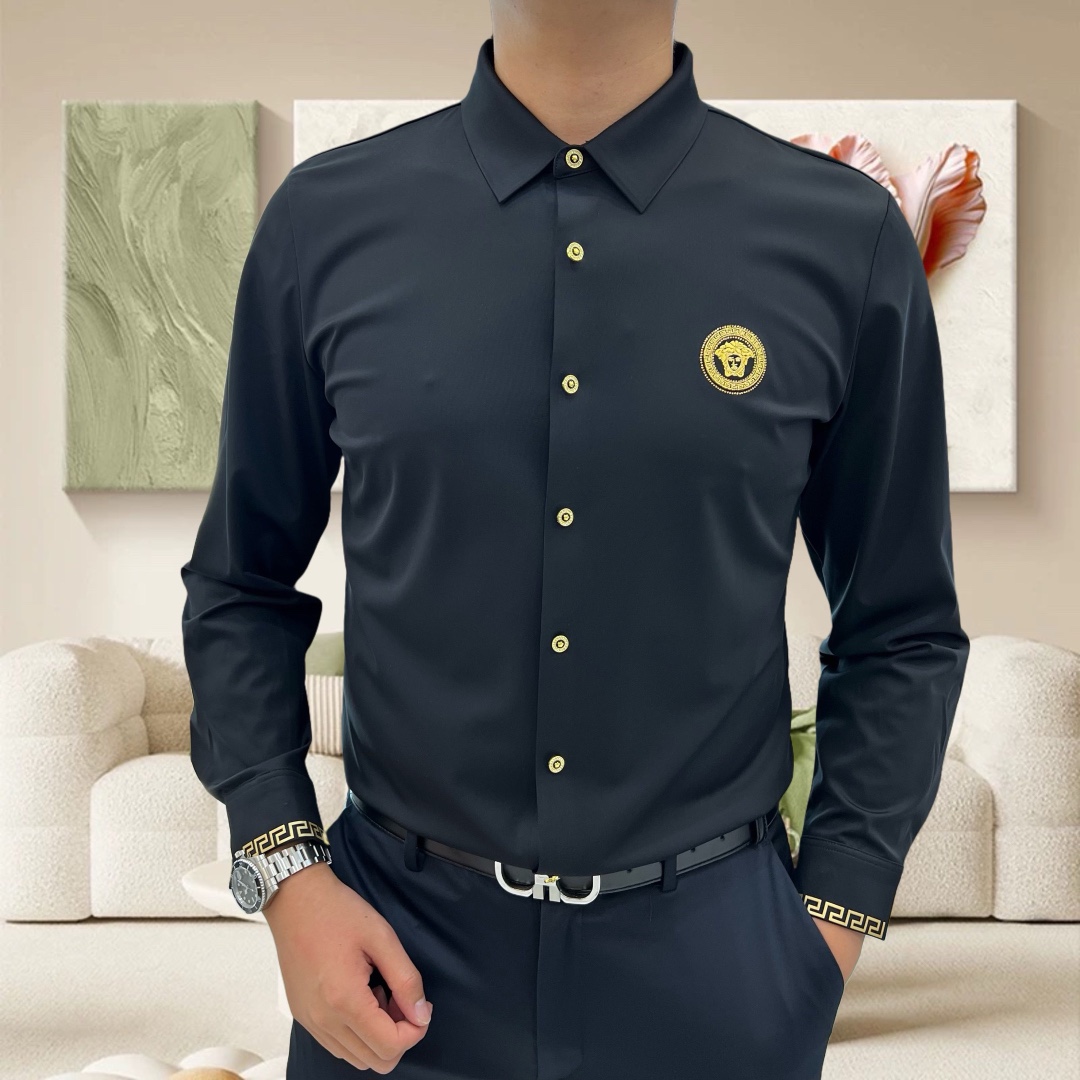 “Versace Van Sage Men’s Long-Sleeved Shirt 2025 Collection with Medusalogo Design, Custom Importation, and Comfortable Fit” - 图片 5