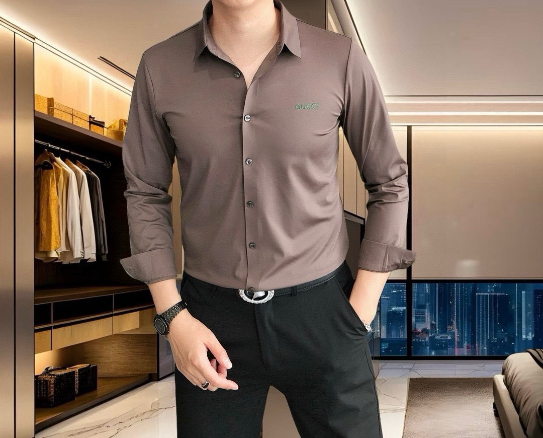 “2025 Men’s Long-Sleeve Shirt by Gudzi: High-Quality, Simple Fashion with Stereo Embroidery Design” - 图片 8