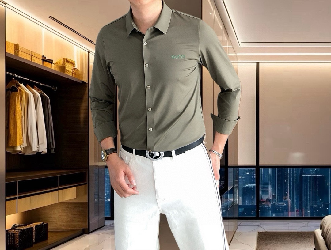 “2025 Men’s Long-Sleeve Shirt by Gudzi: High-Quality, Simple Fashion with Stereo Embroidery Design” - 图片 9