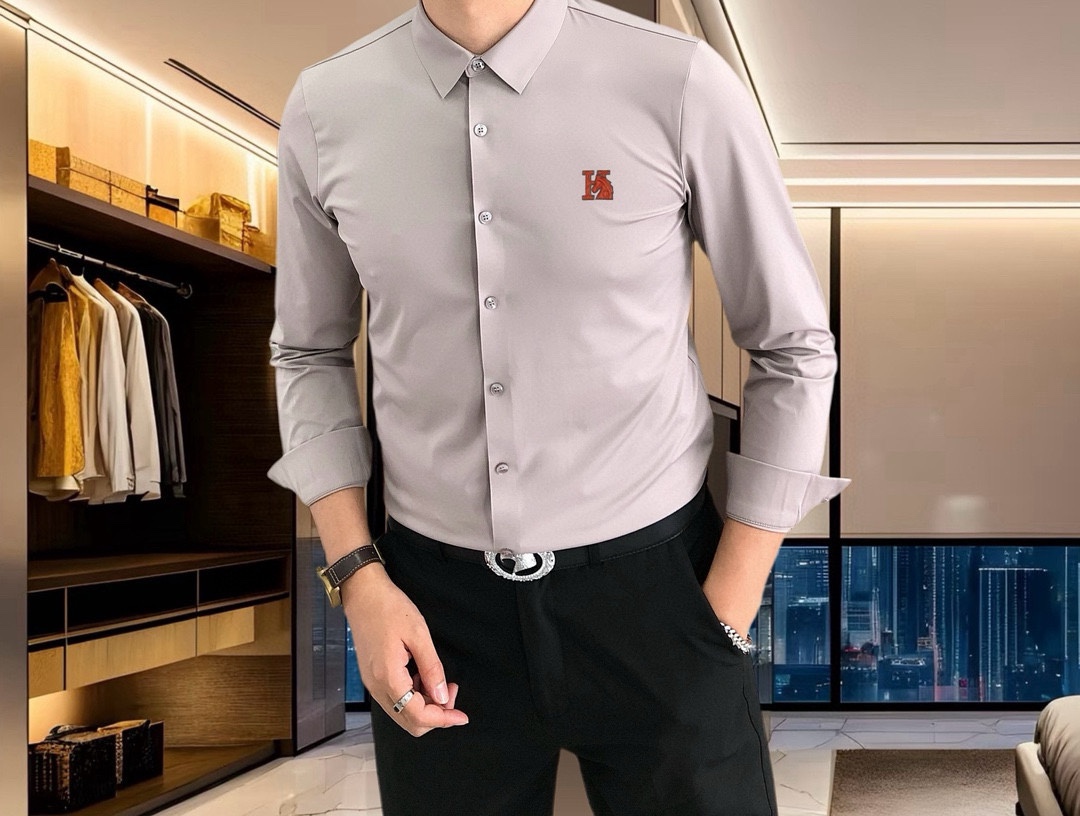 “Men’s Long-Sleeve Shirt Review: P528 Hermes Eimas 2025 3D Logo Design” - 图片 3