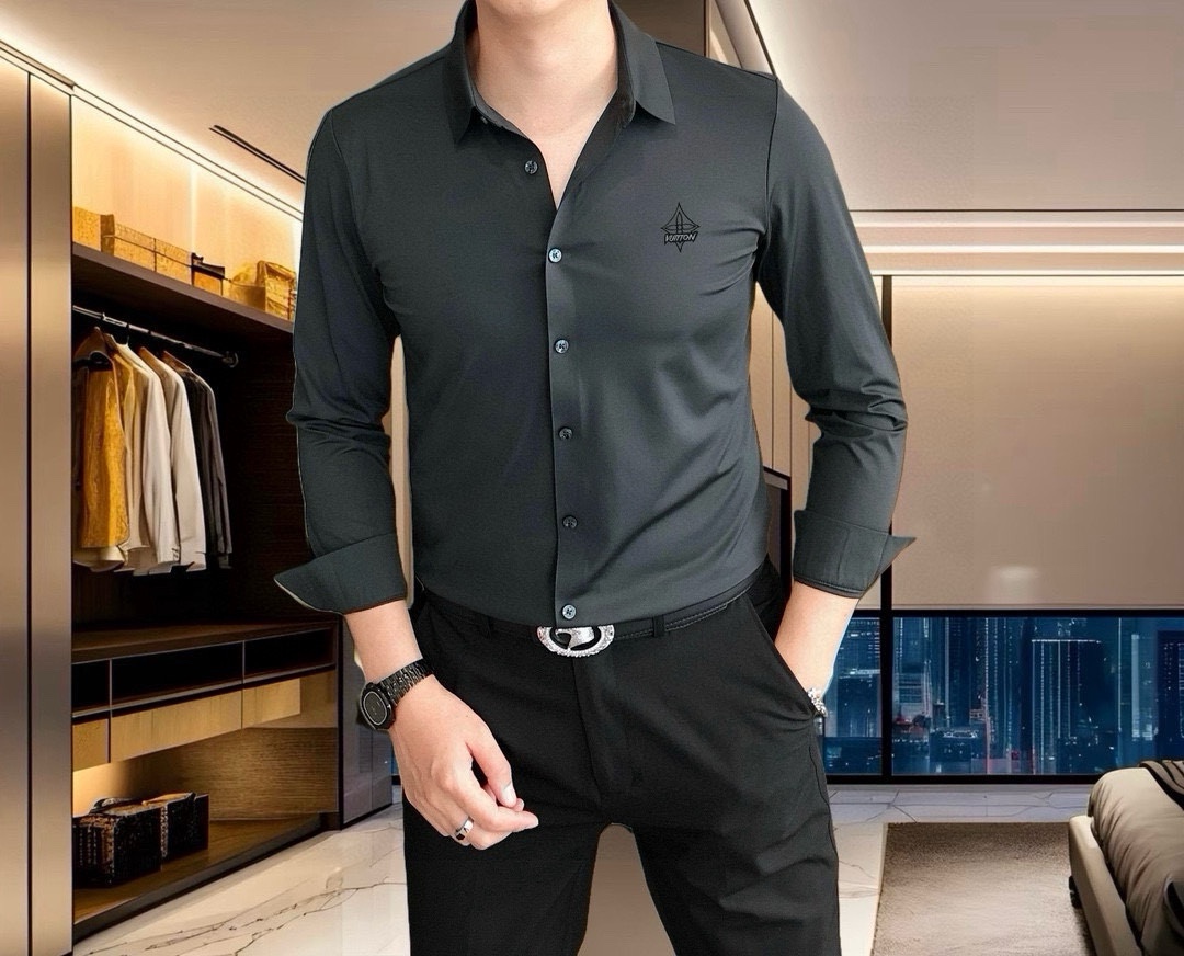 “Louis Vuitton 2025 Long-Sleeve Shirt: High-Quality, Simplistic Fashion with 3D Embroidery Logo Design” - 图片 8