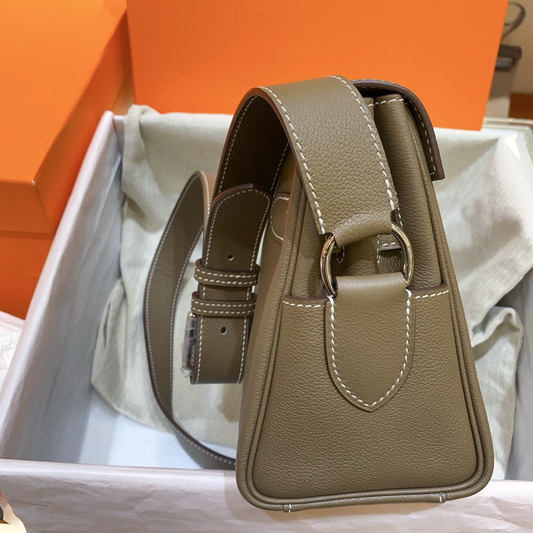 Hermès End of year customer order Hermes Matching seam: Evercolor Elephant Gray Messenger Bag Silver Buckle