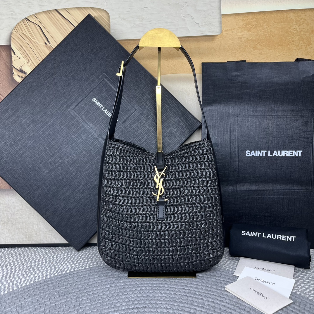 Saint Laurent Black woven leather shoulder everyday