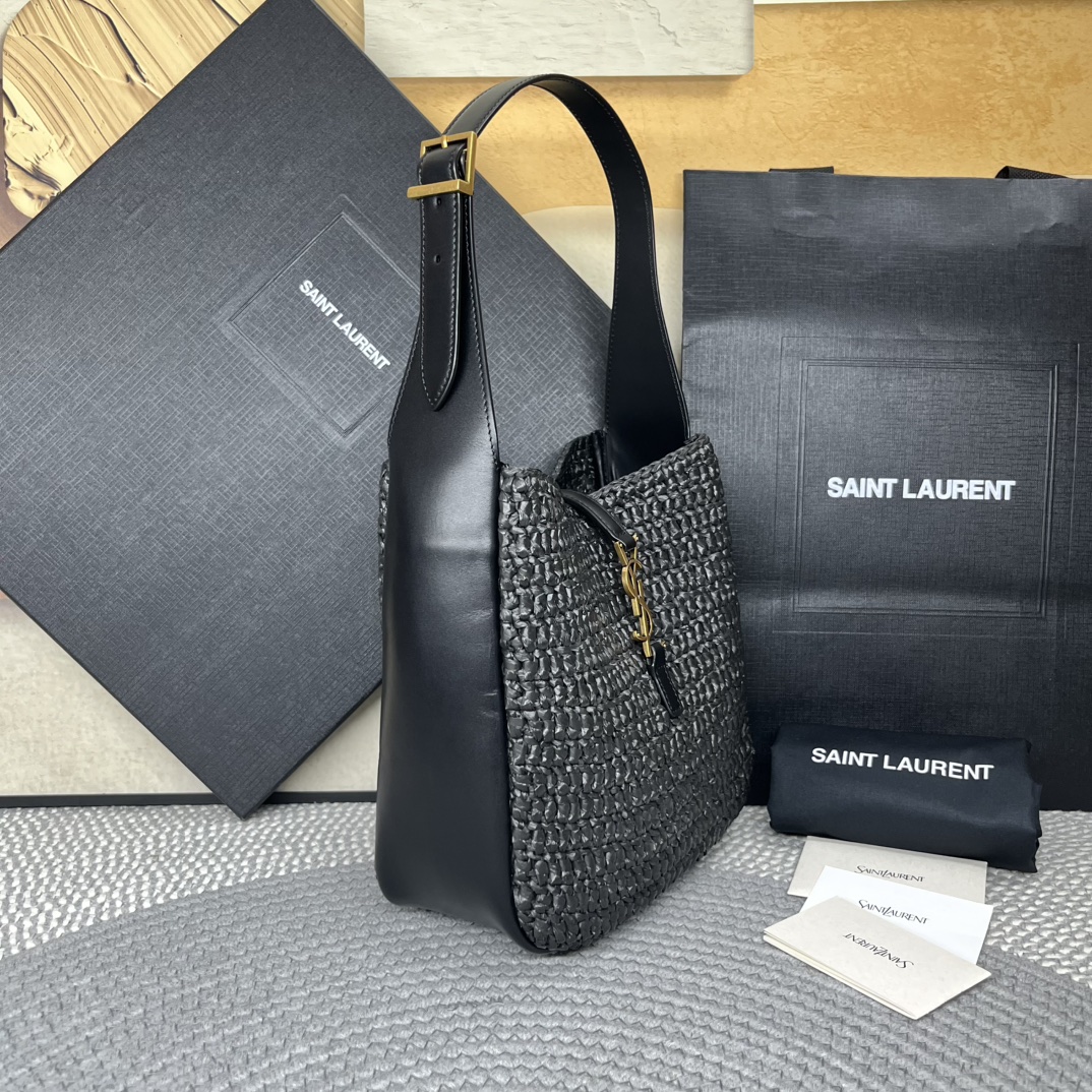 Saint Laurent Black woven leather shoulder everyday