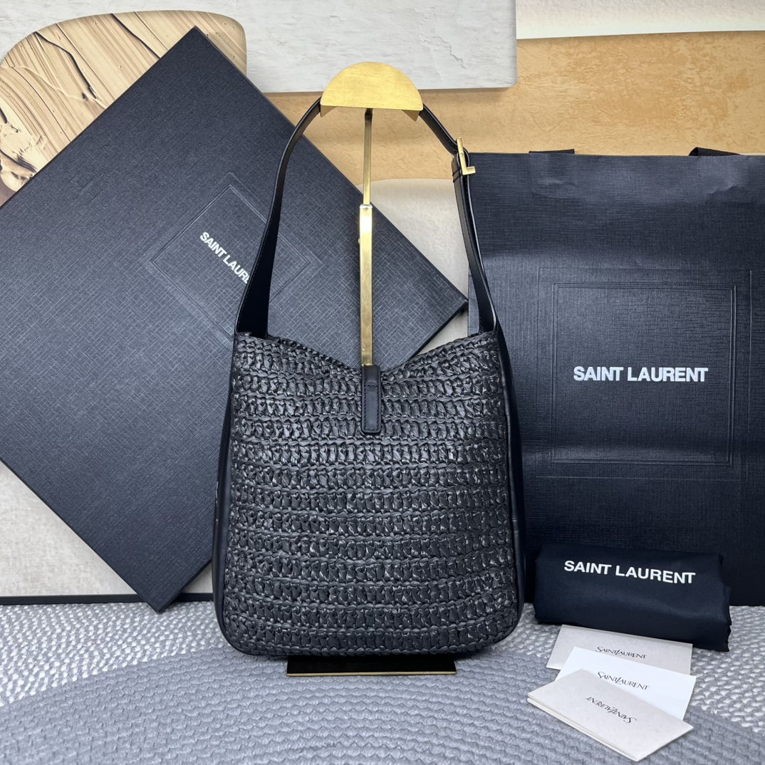 Saint Laurent Black woven leather shoulder everyday