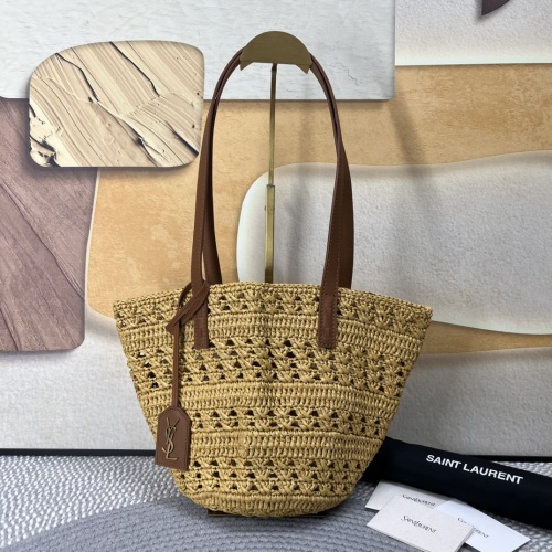 Yves Saint Laurent Raffia Tote Bag with Leather Straps -Small Size 1 Yves Saint Laurent Raffia Tote Bag with Leather Straps -Small Size