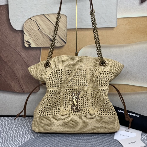 Saint Laurent Jamie 4.3 Raffia Shopping Bag with Chain Straps 1 Saint Laurent Jamie 4.3 Raffia Shopping Bag with Chain Straps