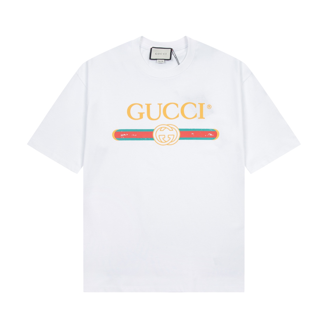 【顶级版本 官网品质】 -Gucci·古驰 𝟮𝟰𝘀𝘀 超大Logo造型腰带经典印花圆领短袖T恤 -购入原版开模打造，细节决定成败 OS落肩版型 无性别区分 -采用280g重磅100%纯棉 螺纹同缸定织定染零色差独家品质区别通货 欢…