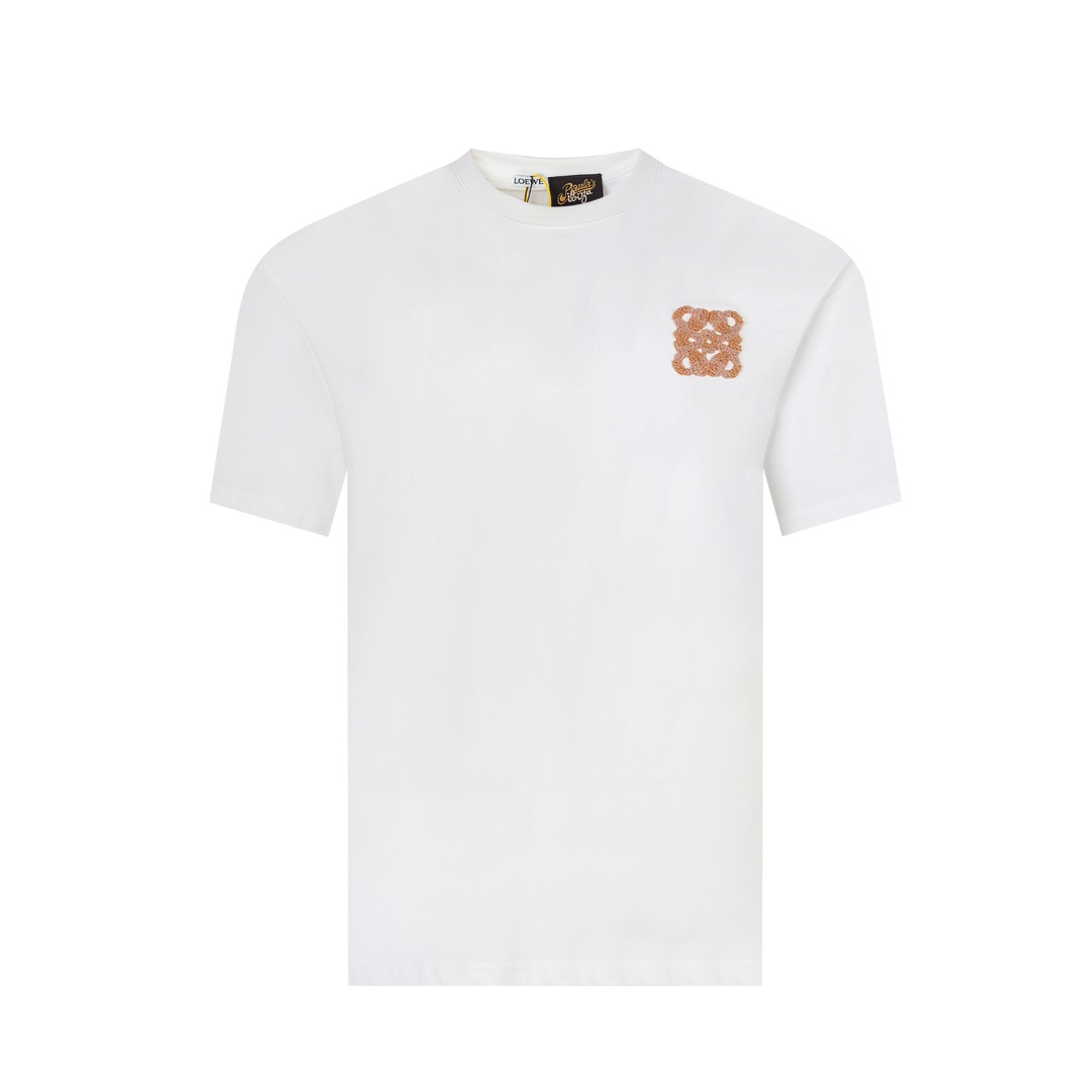 🅿️90 【Versión top, calidad de tienda oficial】 -LOEWE · 𝟮𝟰𝘀𝘀 Camiseta de cuello redondo con logo bordado tipo toall…