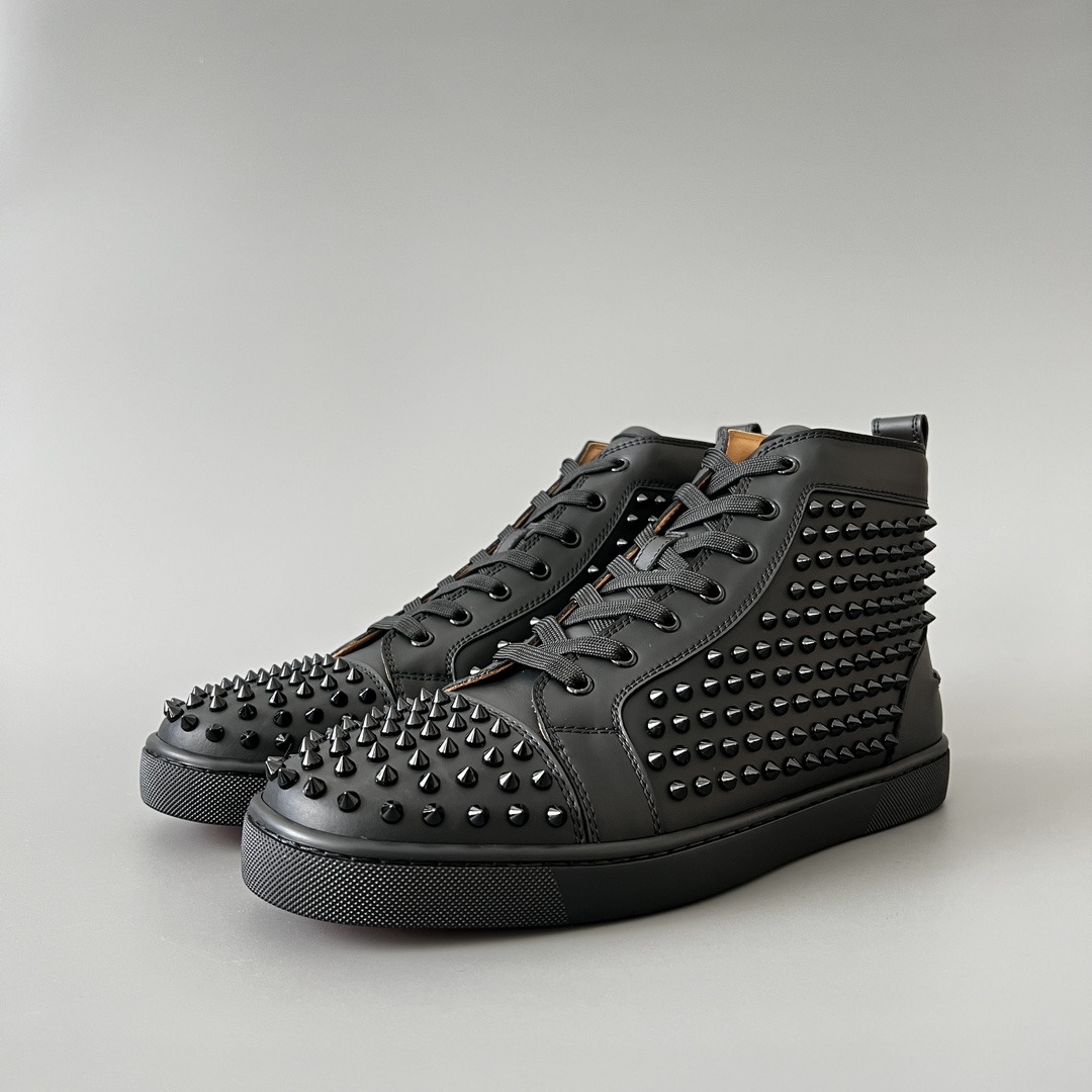 Christian Louboutin Skateboard Shoes Black Cowhide High Tops