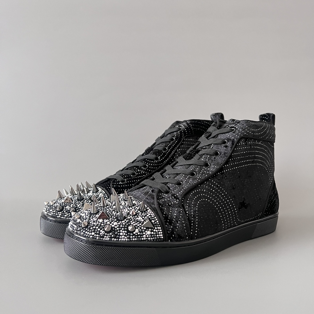 Christian Louboutin Skateboard Shoes Perfect Quality
 Black Cowhide High Tops