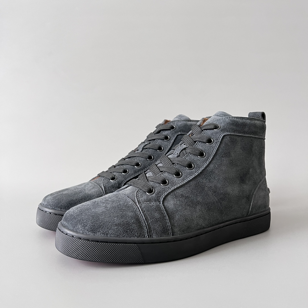 Christian Louboutin Skateboard Shoes Designer Fashion Replica
 Grey Cowhide High Tops