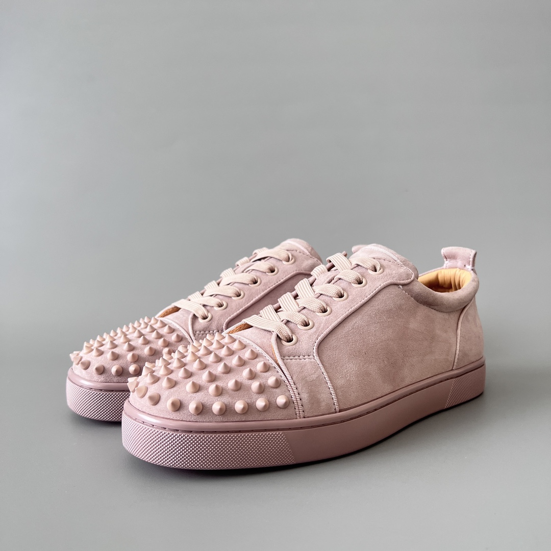 Christian Louboutin Skateboard Shoes Pink Cowhide Low Tops