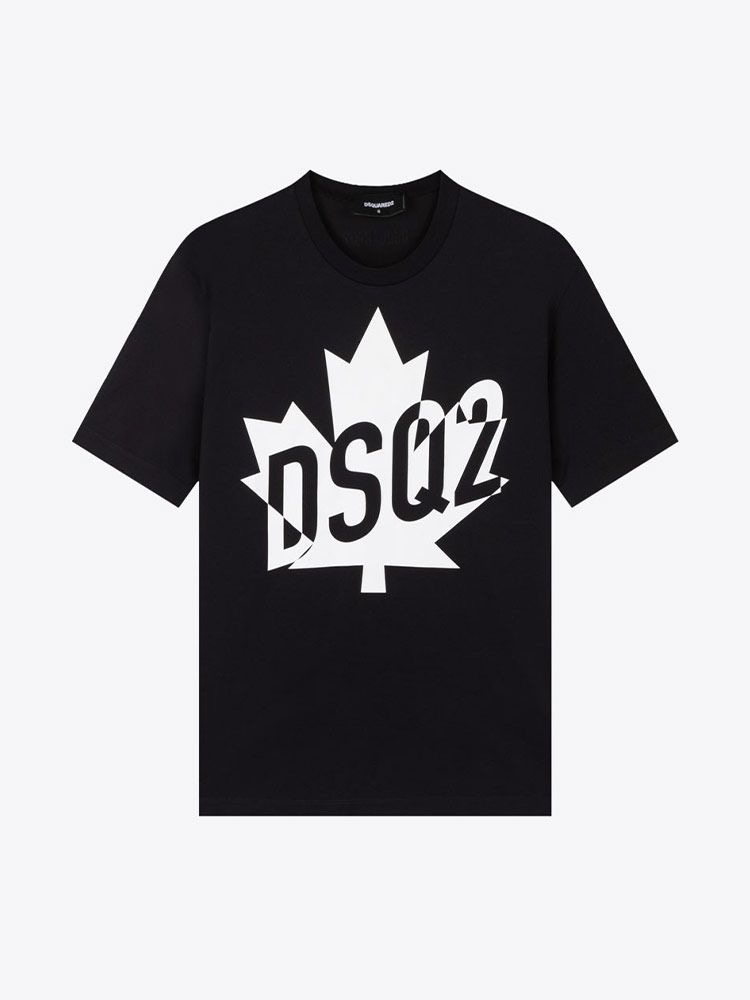 P80 D2 camiseta de cuello redondo con letras grandes de hoja de arce blanca. Tejido: algodón puro de 32 cabos…