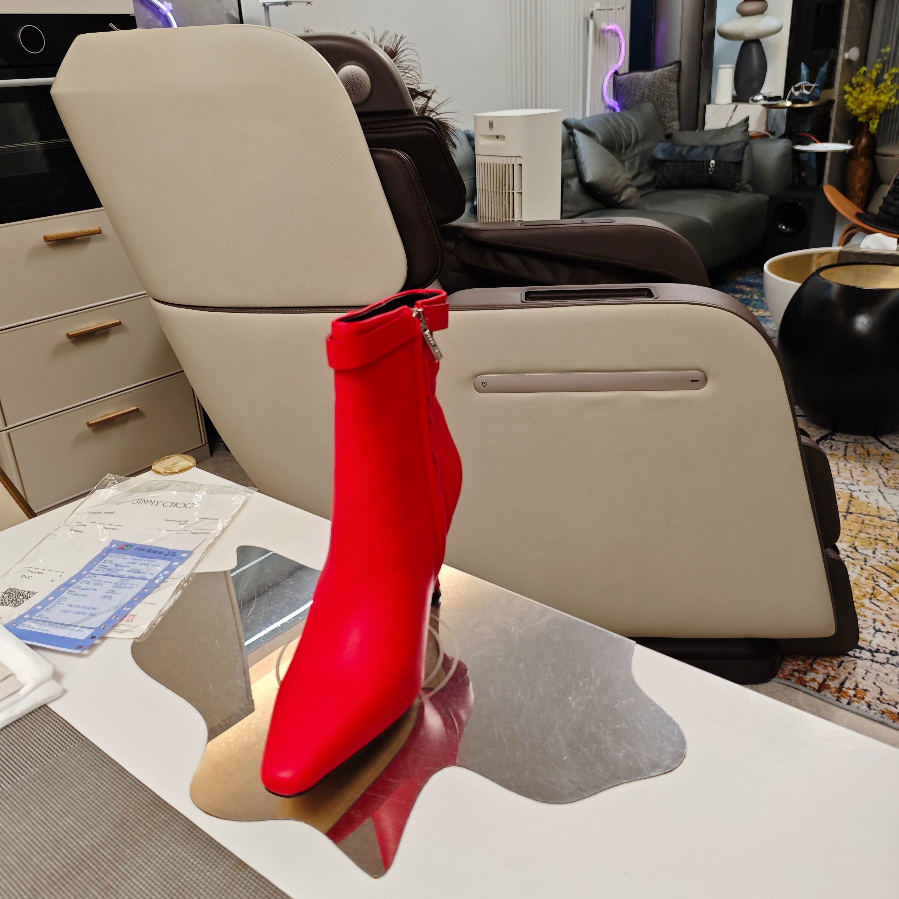 Jimmy Choo Red Leather Heeled Ankle Boots With Buckle Detail - Size 35-39 8 a1757881319296 3650