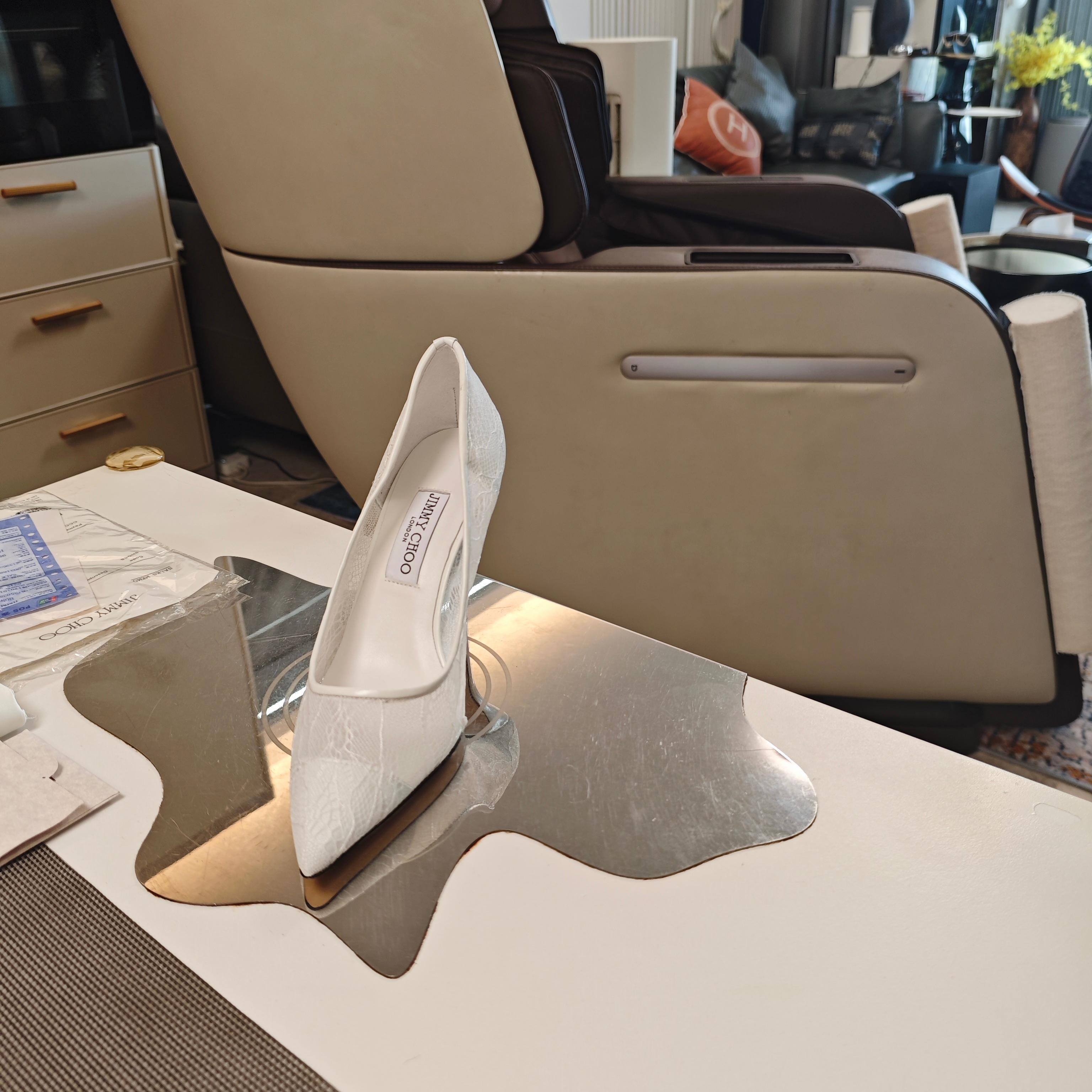 Jimmy Choo CHOO周仰杰2026𝐬𝐬( 款3D棱格磁铁盒包装) 低端勿比 摩登鞋履 新款星河浪漫蕾丝网仙女高跟单鞋
