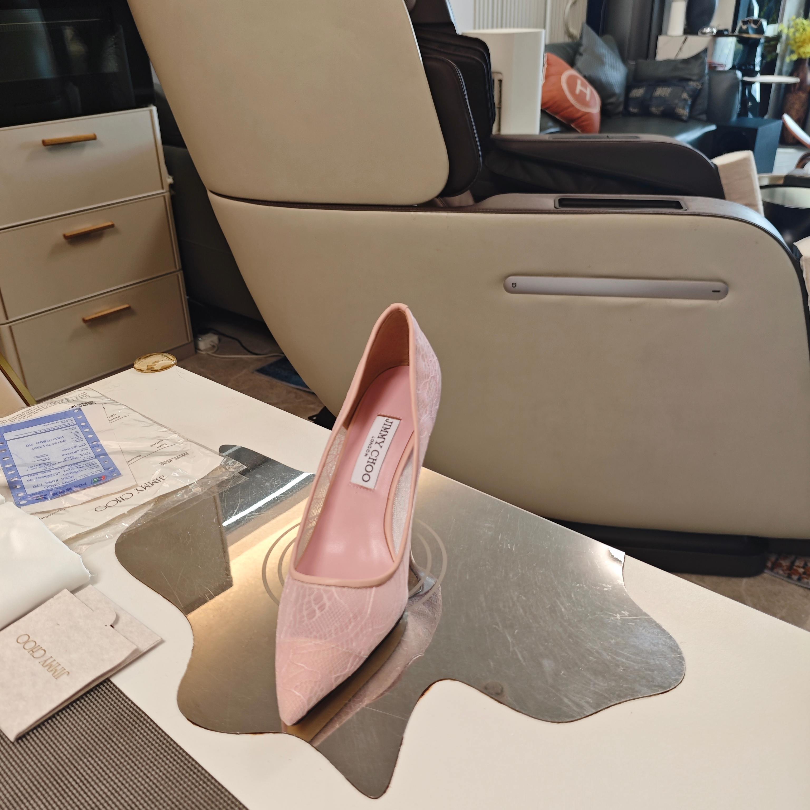 Jimmy Choo CHOO周仰杰2026𝐬𝐬( 款3D棱格磁铁盒包装) 低端勿比 摩登鞋履 新款星河浪漫蕾丝网仙女高跟单鞋