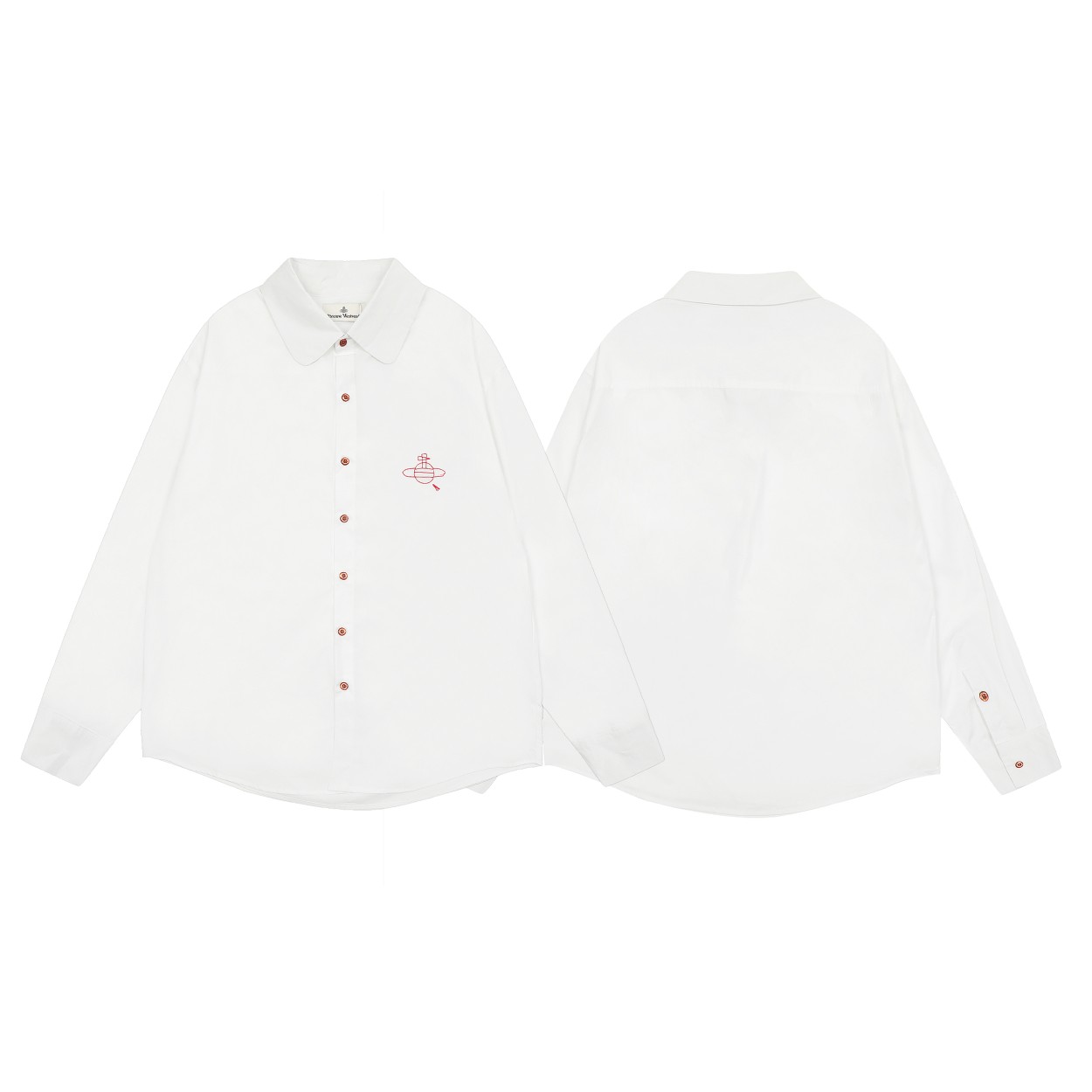 Vivienne Westwood Saturn Embroidered Shirt: QC VIVI15, White, S-L, Logo-Proof Paper Packaging - 图片 1