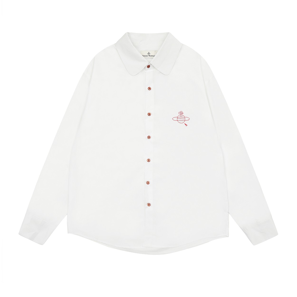 Vivienne Westwood Saturn Embroidered Shirt: QC VIVI15, White, S-L, Logo-Proof Paper Packaging - 图片 2