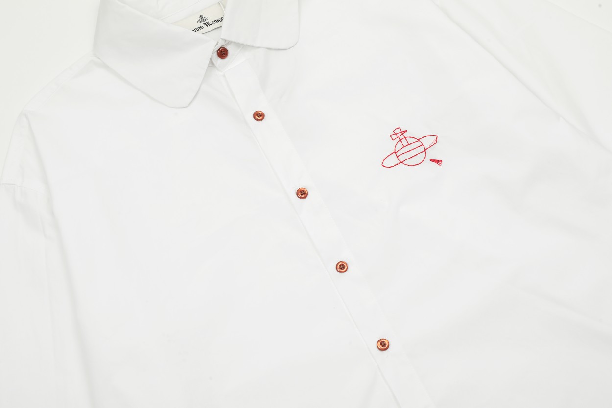 Vivienne Westwood Saturn Embroidered Shirt: QC VIVI15, White, S-L, Logo-Proof Paper Packaging - 图片 5