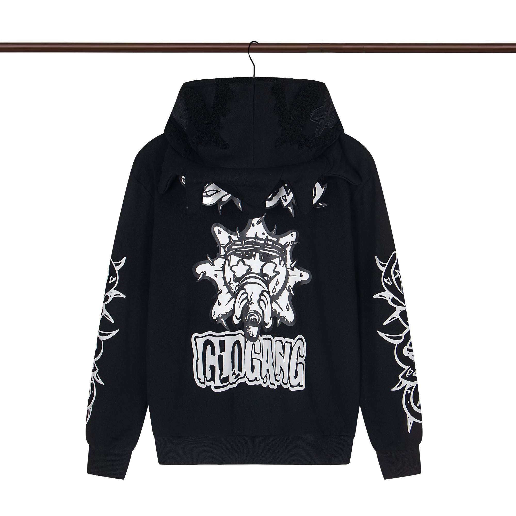 GL14
P125 Glo Gang美潮高品质380g纯棉双拉链连帽卫衣 
尺码：M-XXL 
颜色：黑色

​