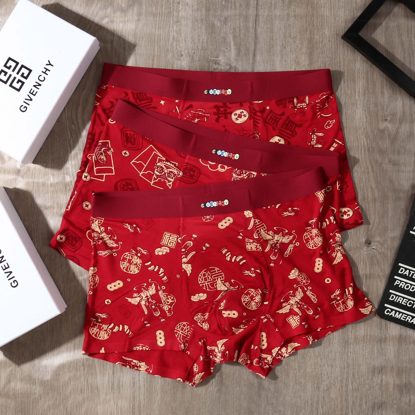 新品！（本命鸿运红裤）纪梵希 GIVENCHY 原单品质！潮流奢品 ！轻薄透气设计，精品盒装男士内裤！外