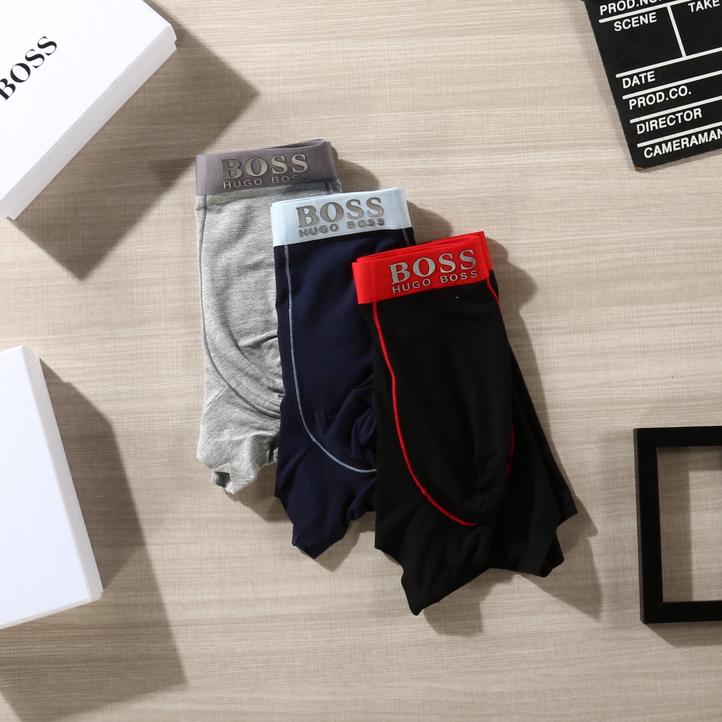 新品！（立体硅胶）【BOSS】原单品质！潮流奢品 ！轻薄透气设计，精品盒装男士内裤！外贸国外订单，高品质