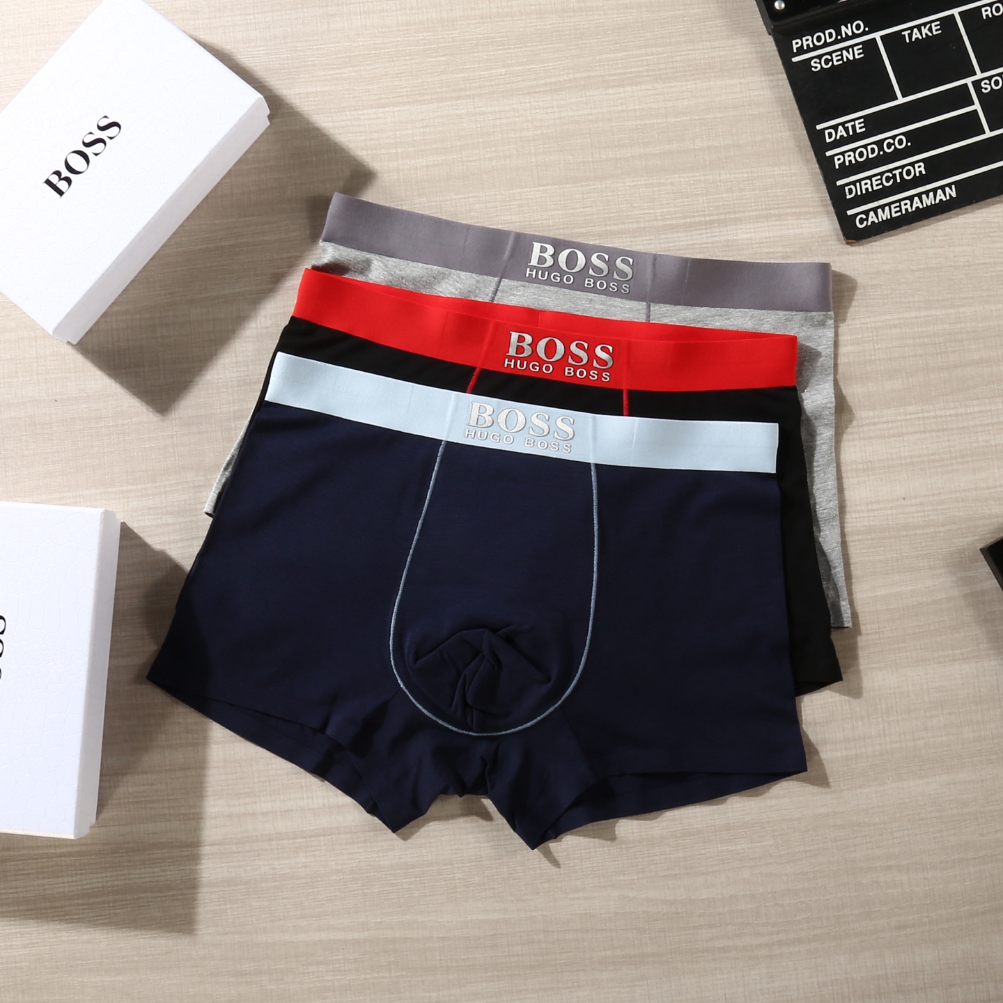 新品！（立体硅胶）【BOSS】原单品质！潮流奢品 ！轻薄透气设计，精品盒装男士内裤！外贸国外订单，高品质