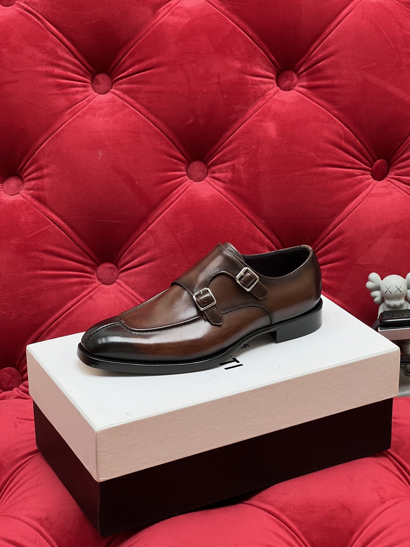 Berluti Men's Brown Leather Double Monk Strap Dress Shoes - Size 39-44