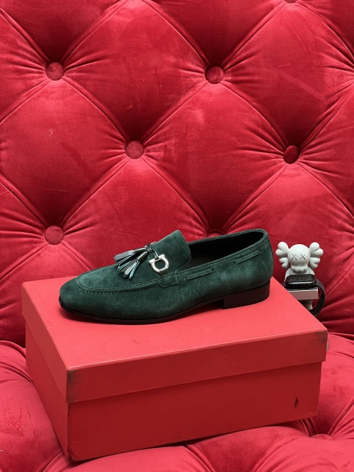 Salvatore Ferragamo Men's Green Suede Tassel Loafers - Size 39-44 1 Salvatore Ferragamo Men's Green Suede Tassel Loafers - Size 39-44