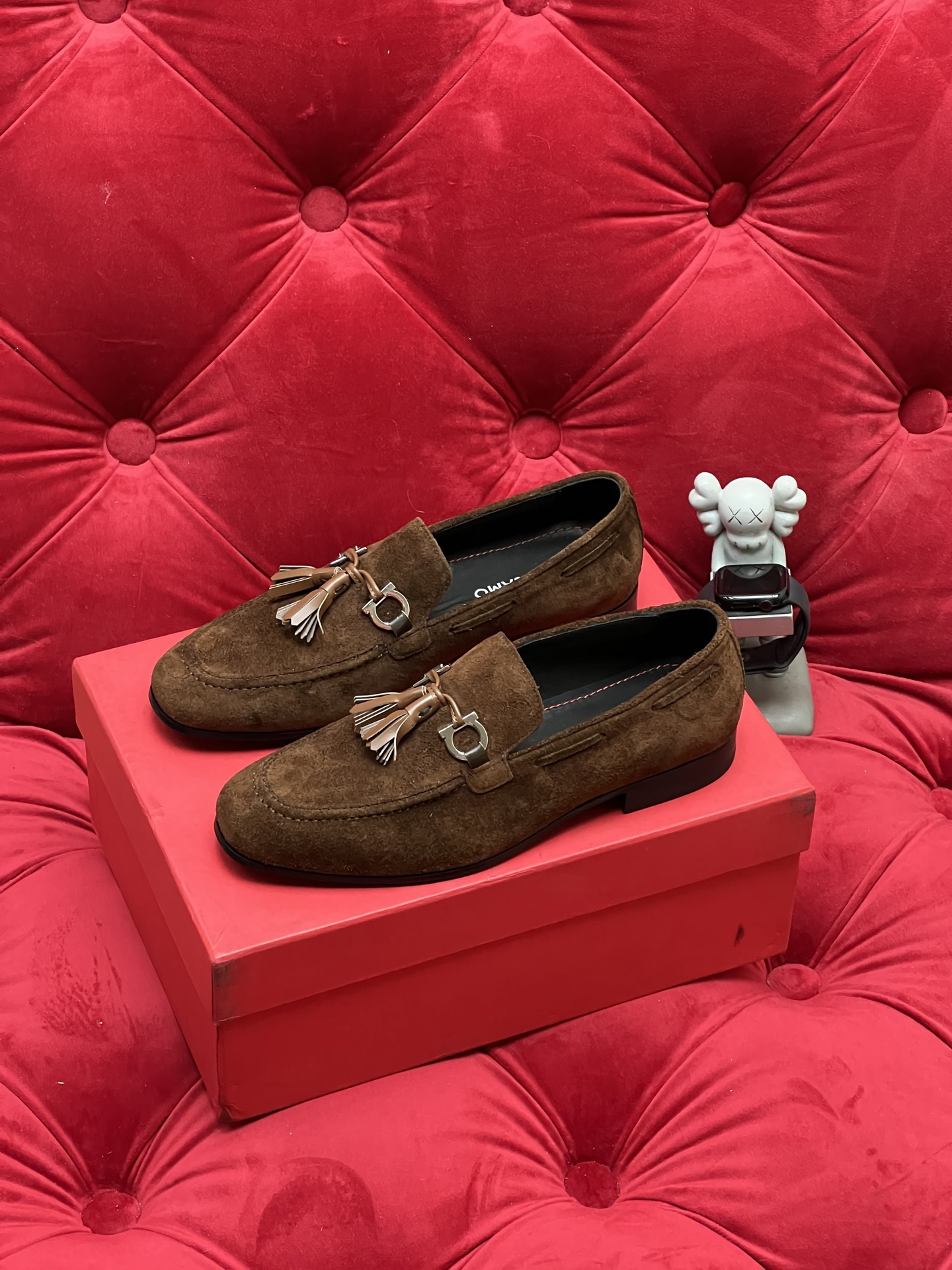 Salvatore Ferragamo Men's Brown Suede Loafer with Tassel Accent Slip-On Shoes 5 i1756110768952 7047 0 3