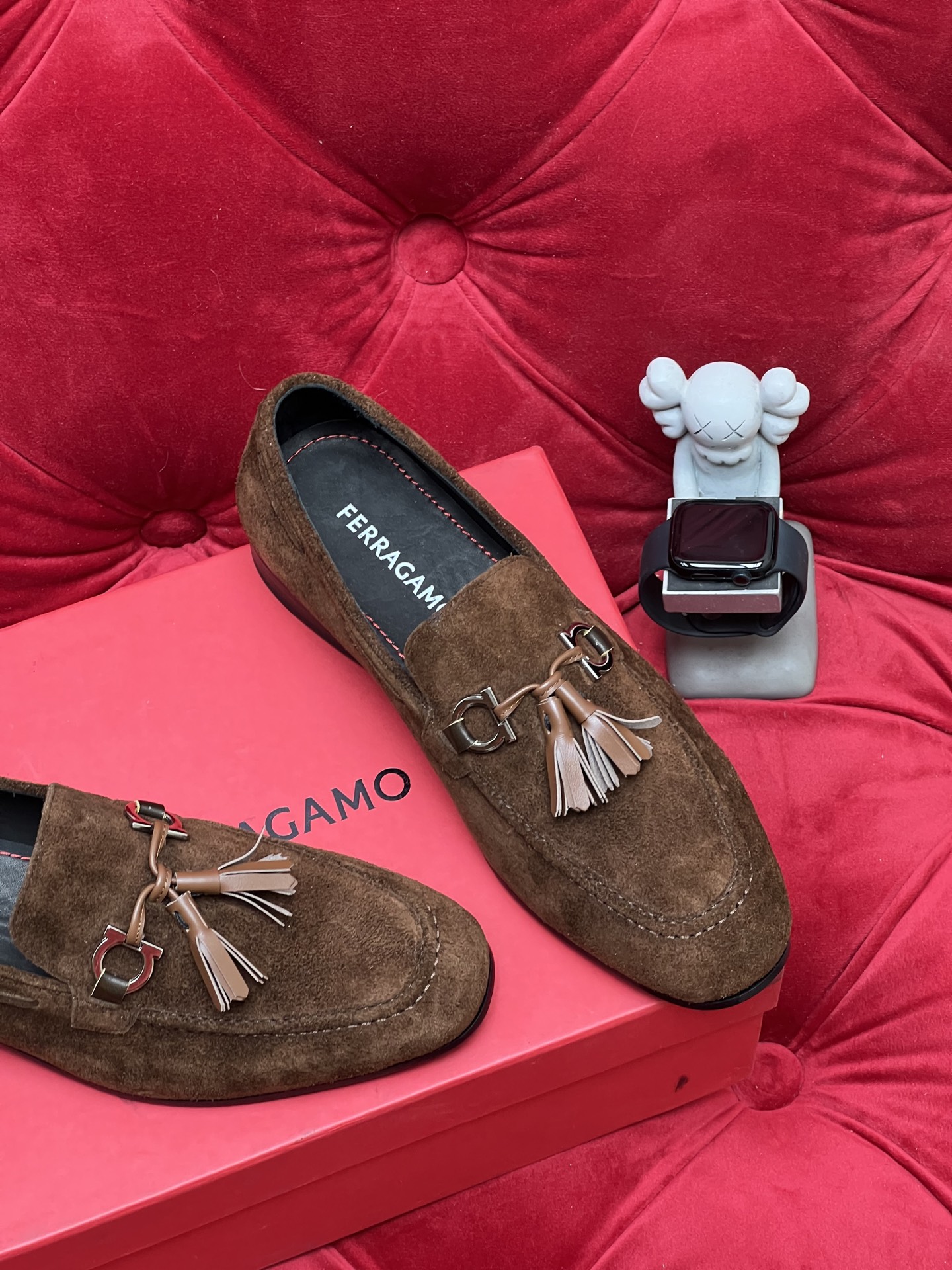 Salvatore Ferragamo Men's Brown Suede Loafer with Tassel Accent Slip-On Shoes 7 i1756110768966 2236 0 5