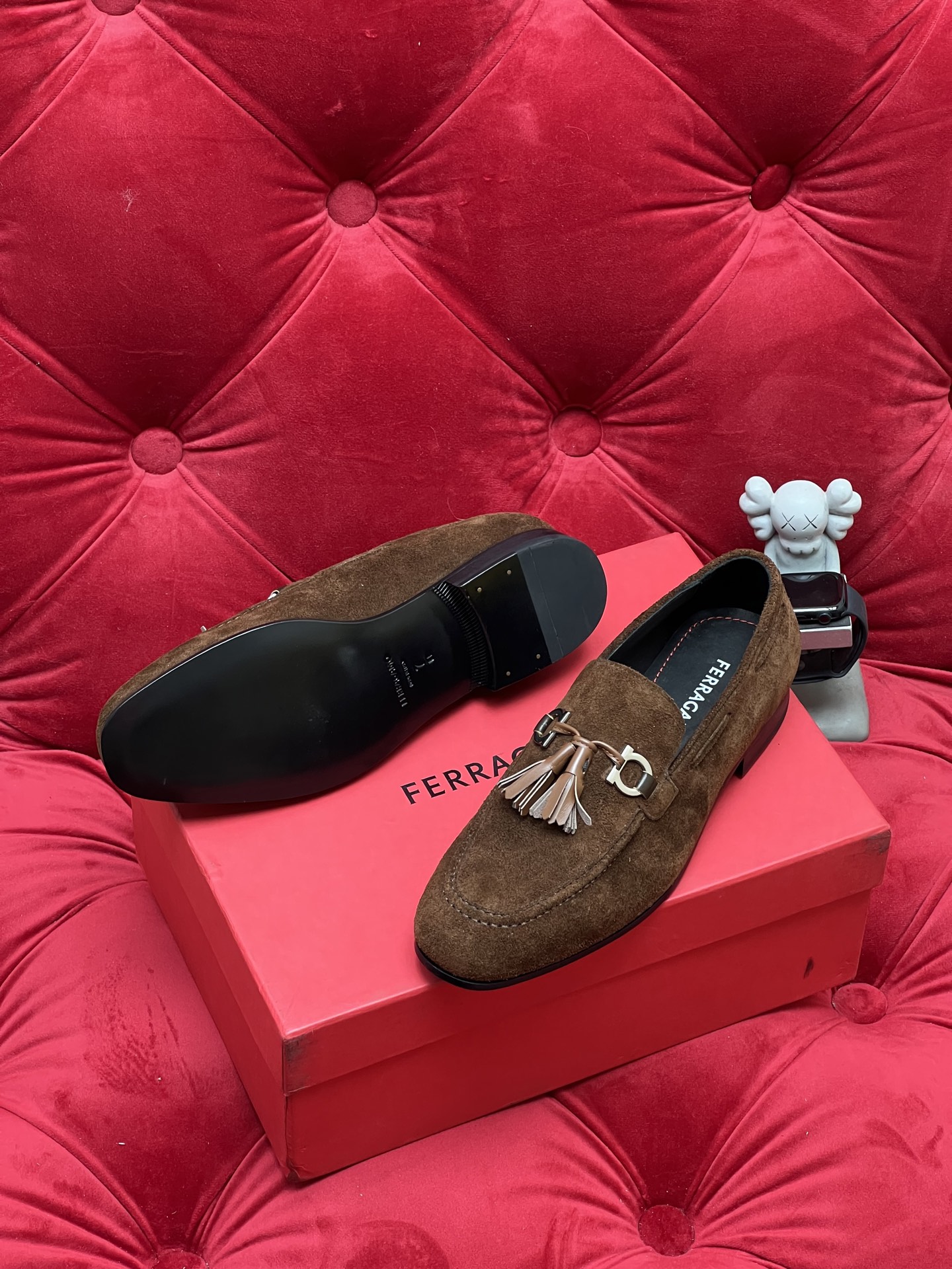 Salvatore Ferragamo Men's Brown Suede Loafer with Tassel Accent Slip-On Shoes 10 i1756110769029 9905 0 8