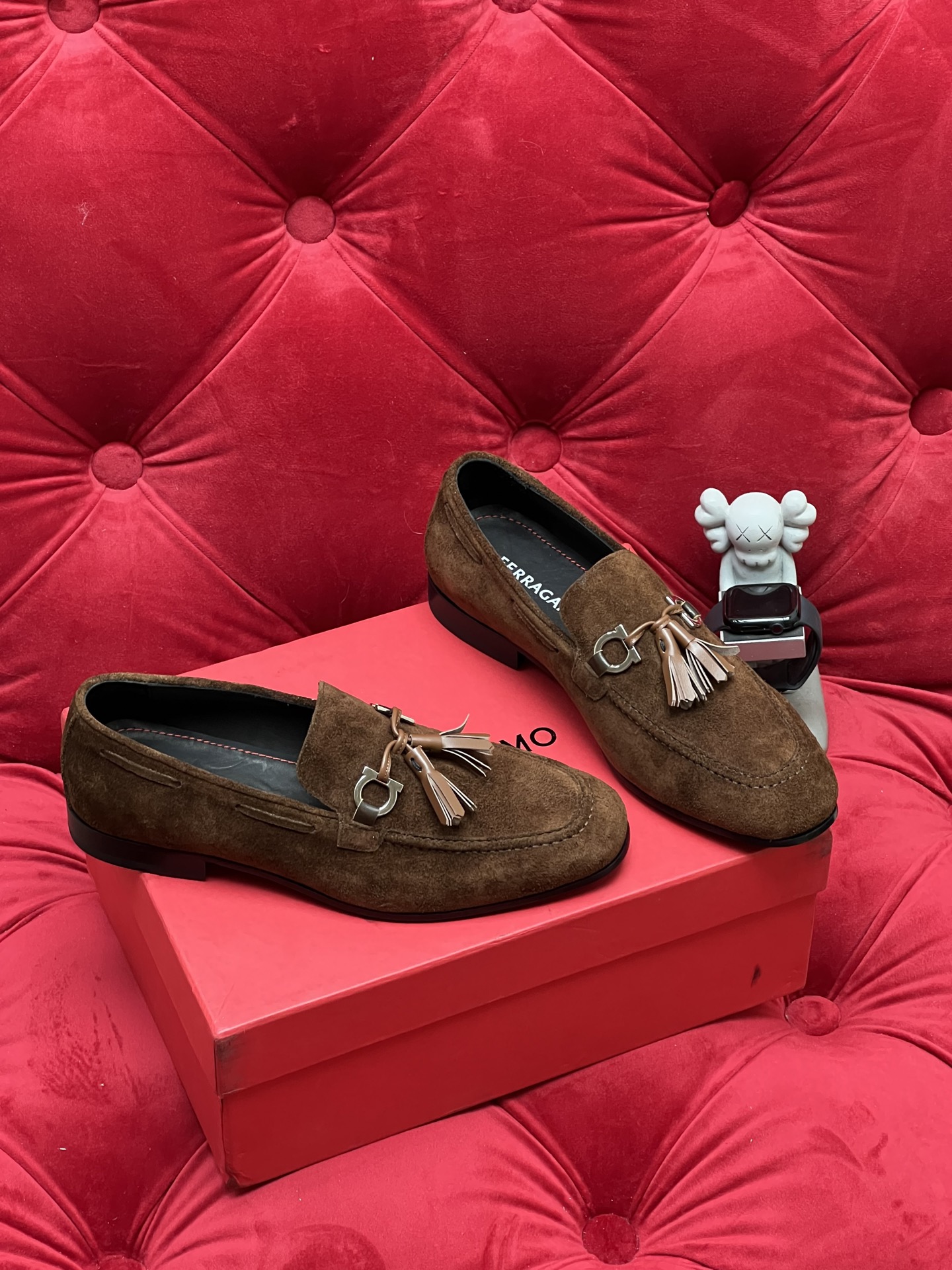 Salvatore Ferragamo Men's Brown Suede Loafer with Tassel Accent Slip-On Shoes 6 i1756110771421 7480 0 4