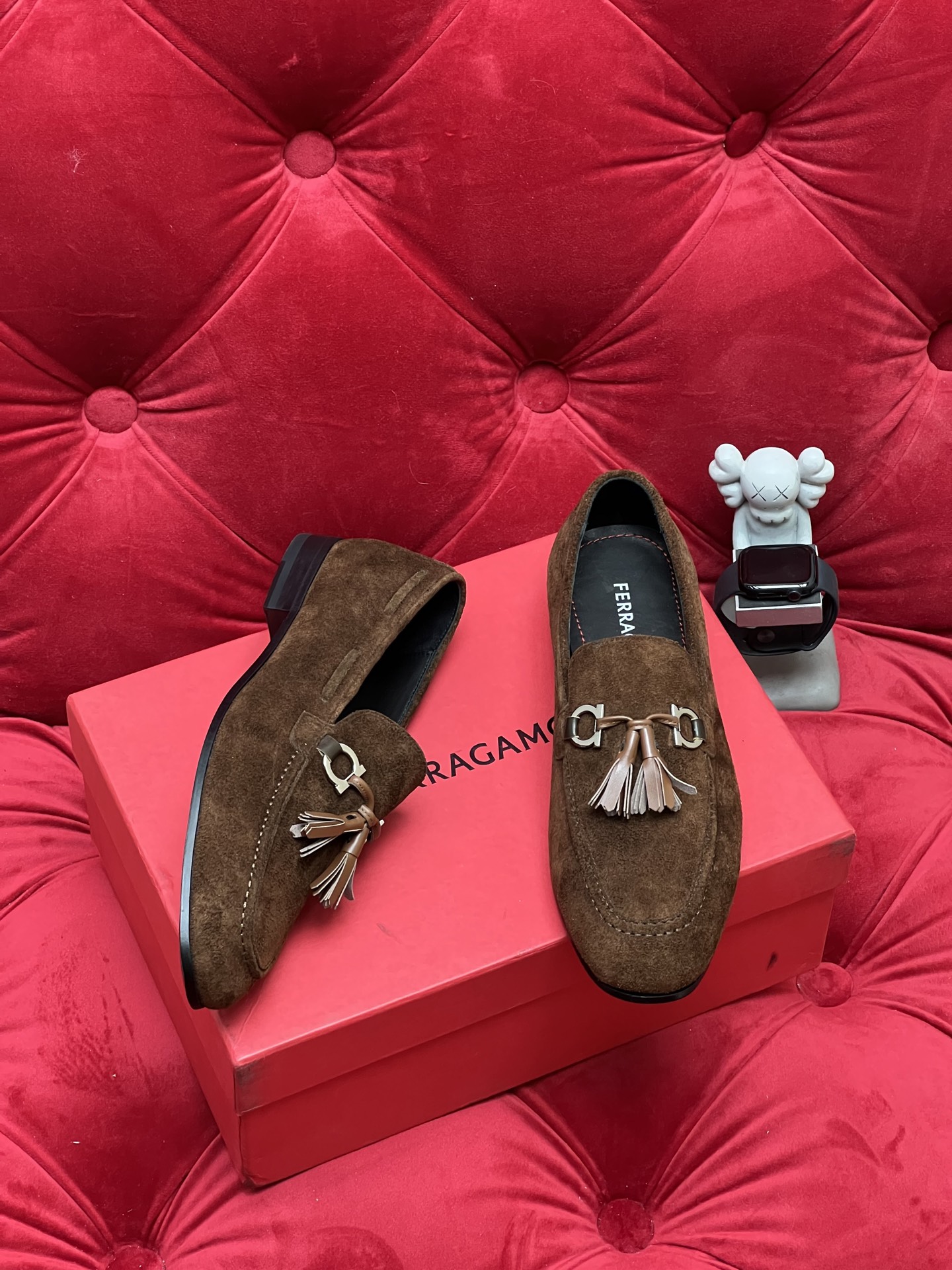 Salvatore Ferragamo Men's Brown Suede Loafer with Tassel Accent Slip-On Shoes 9 i1756110771485 5225 0 7