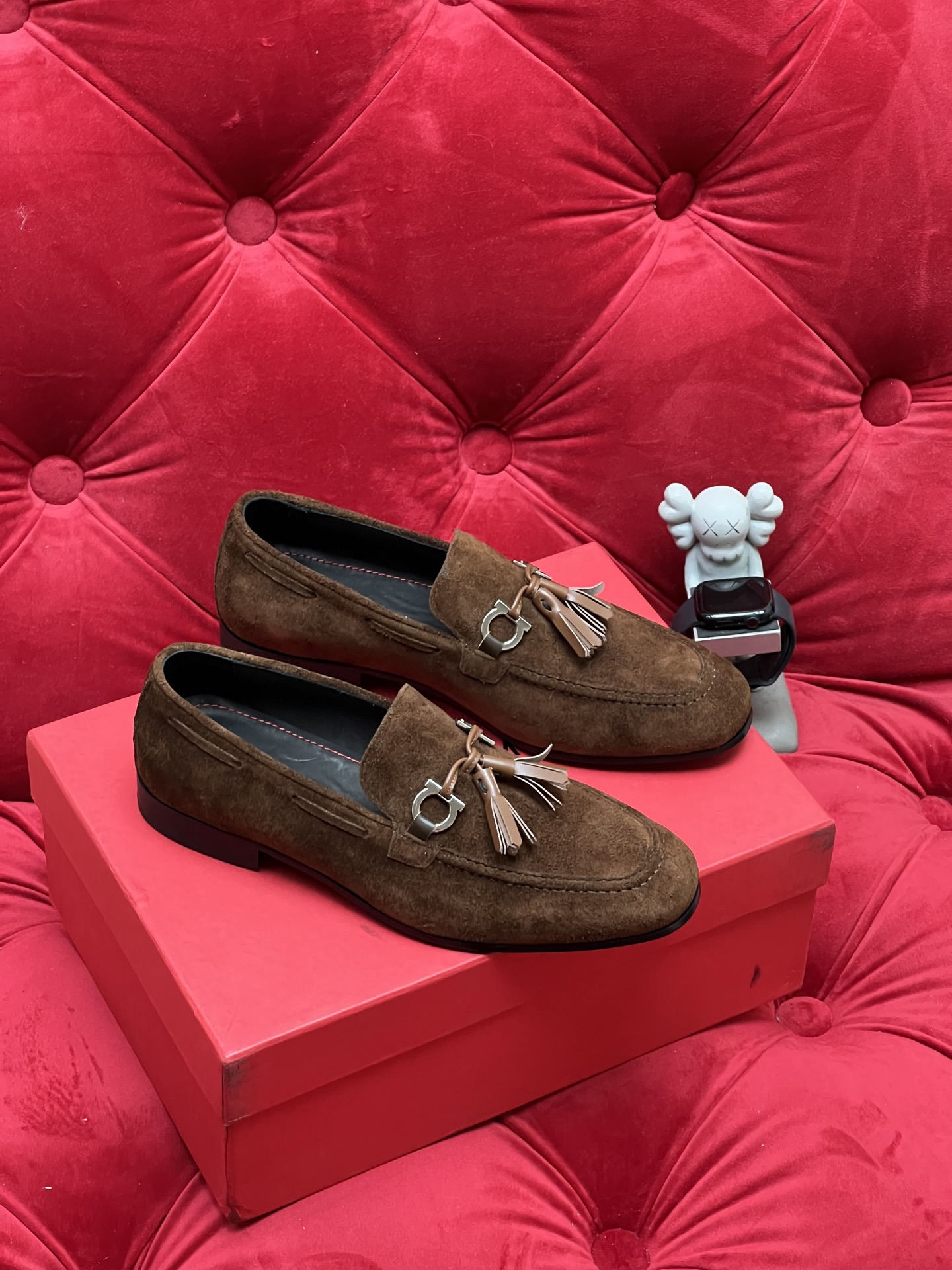 Salvatore Ferragamo Men's Brown Suede Loafer with Tassel Accent Slip-On Shoes 4 i1756110771502 9397 0 2