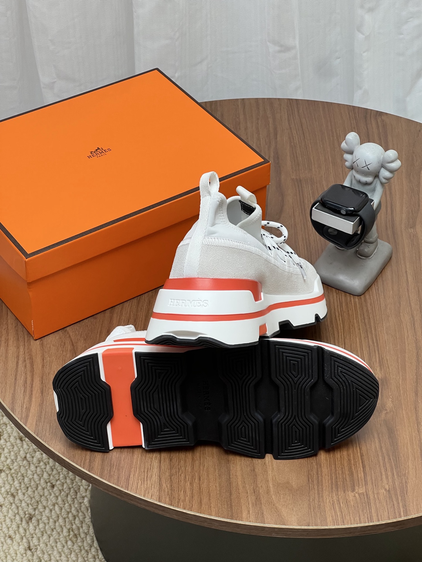 Hermès White Platform Trainers