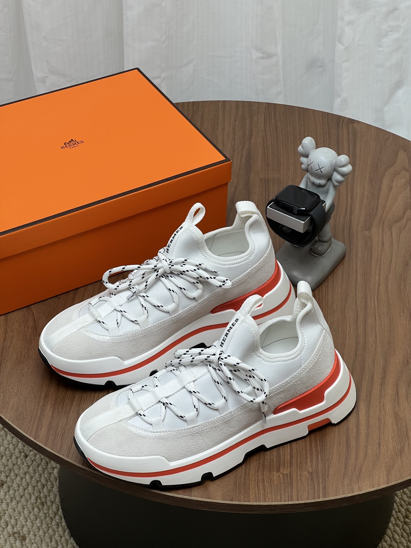 Hermès White Platform Trainers