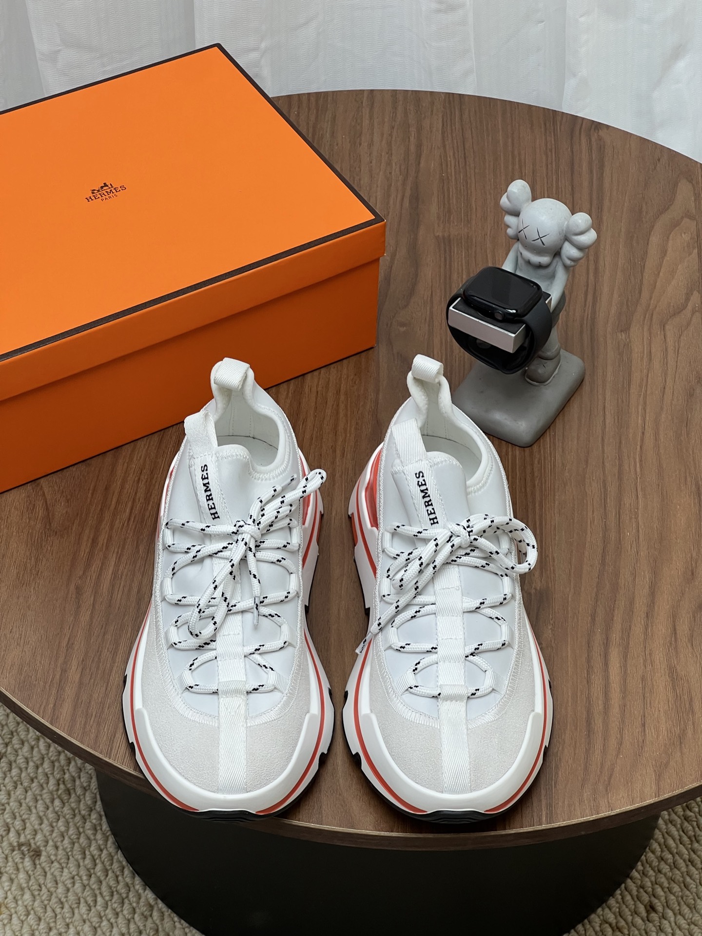 Hermès White Platform Trainers