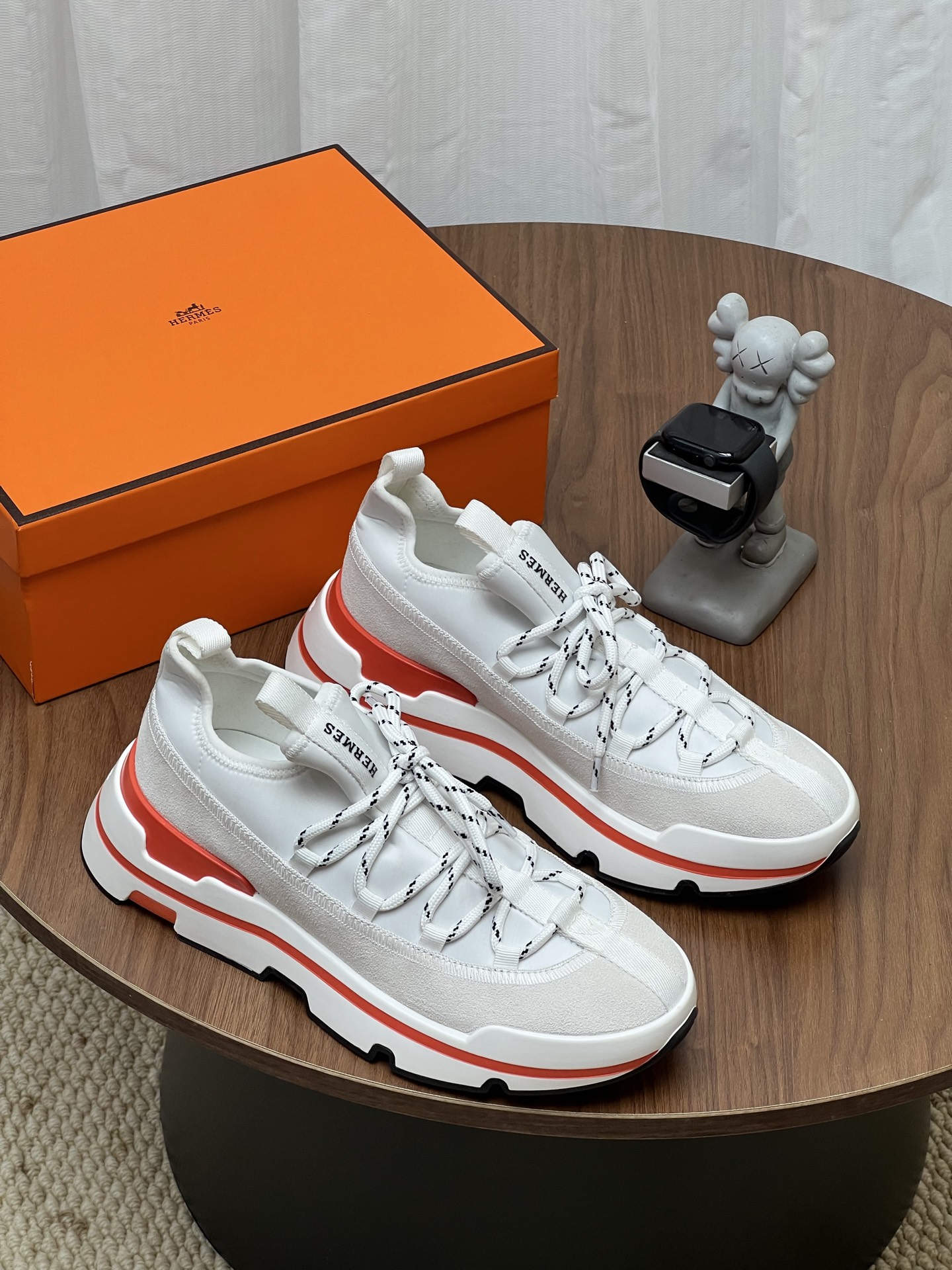 Hermès White Platform Trainers