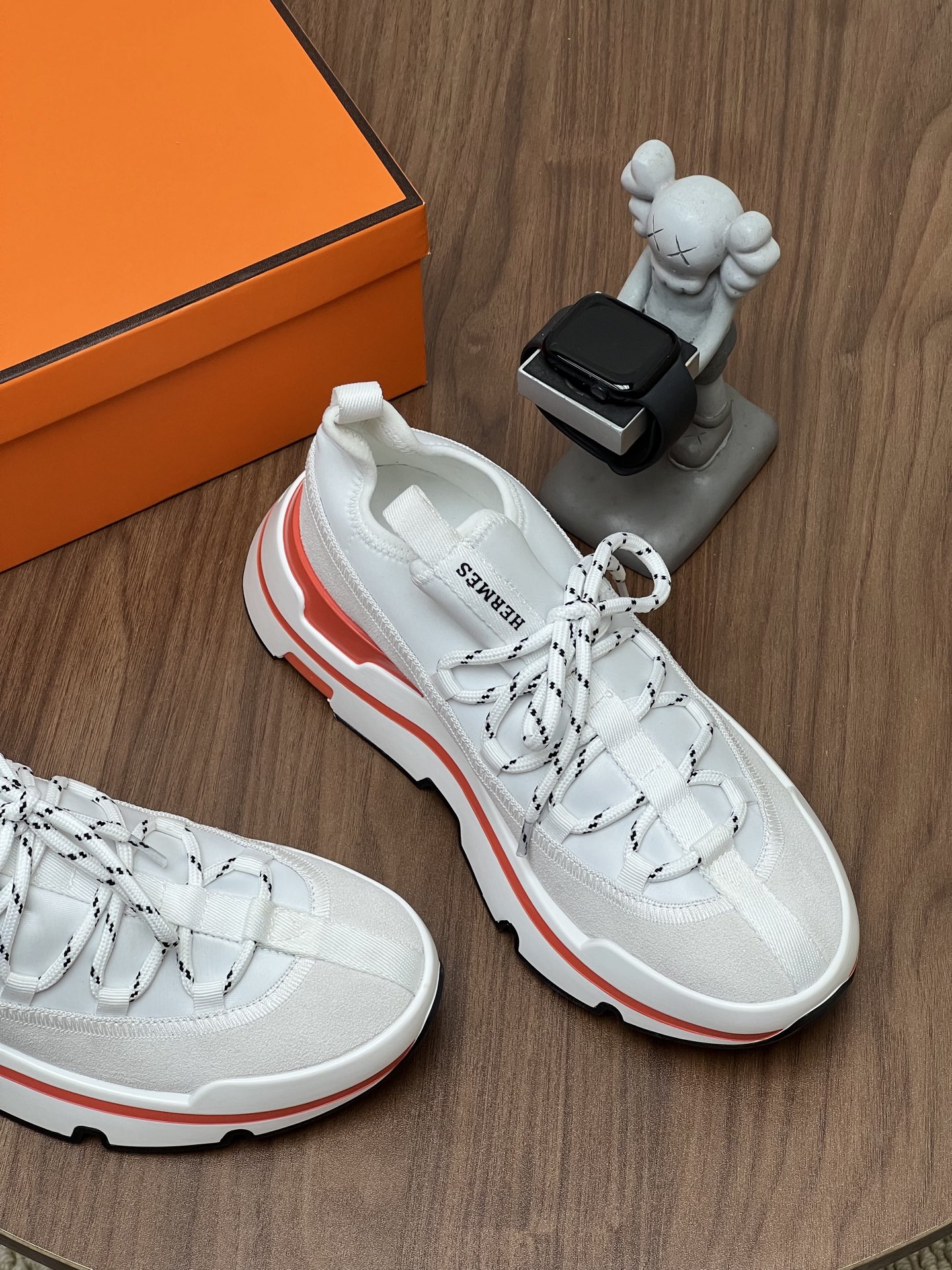 Hermès White Platform Trainers