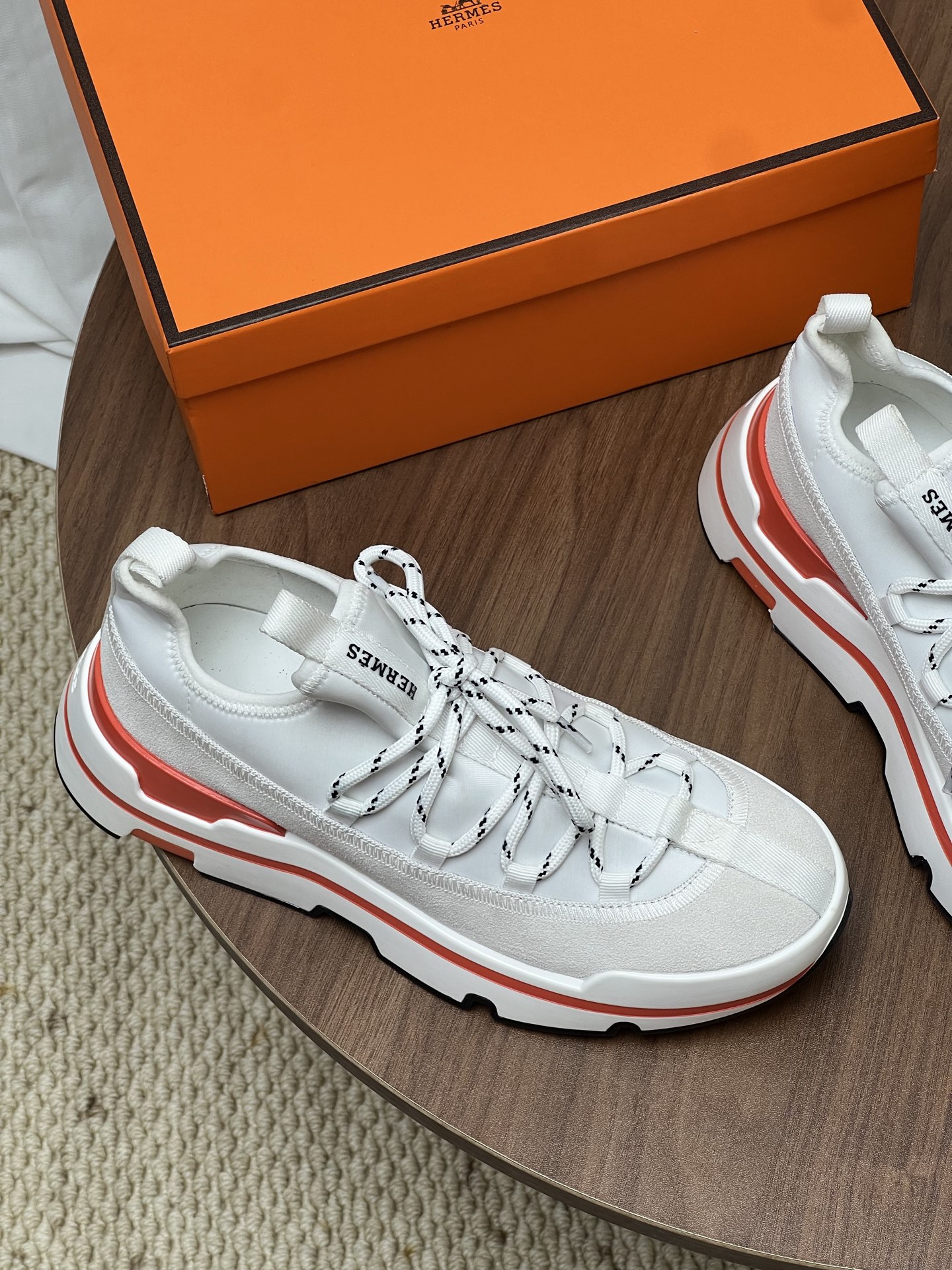 Hermès White Platform Trainers