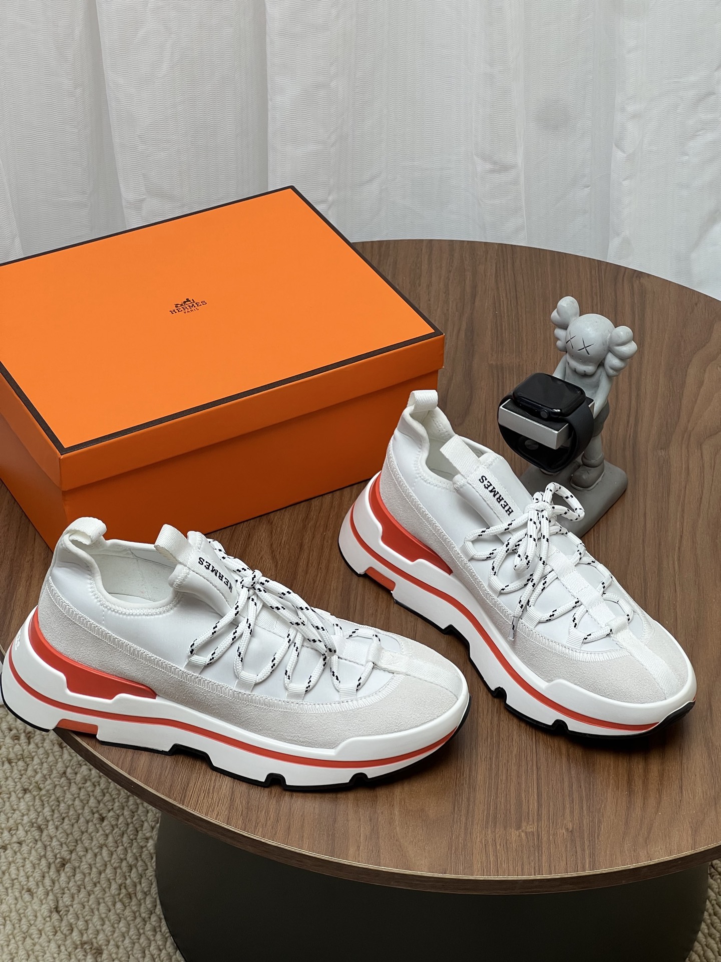 Hermès White Platform Trainers