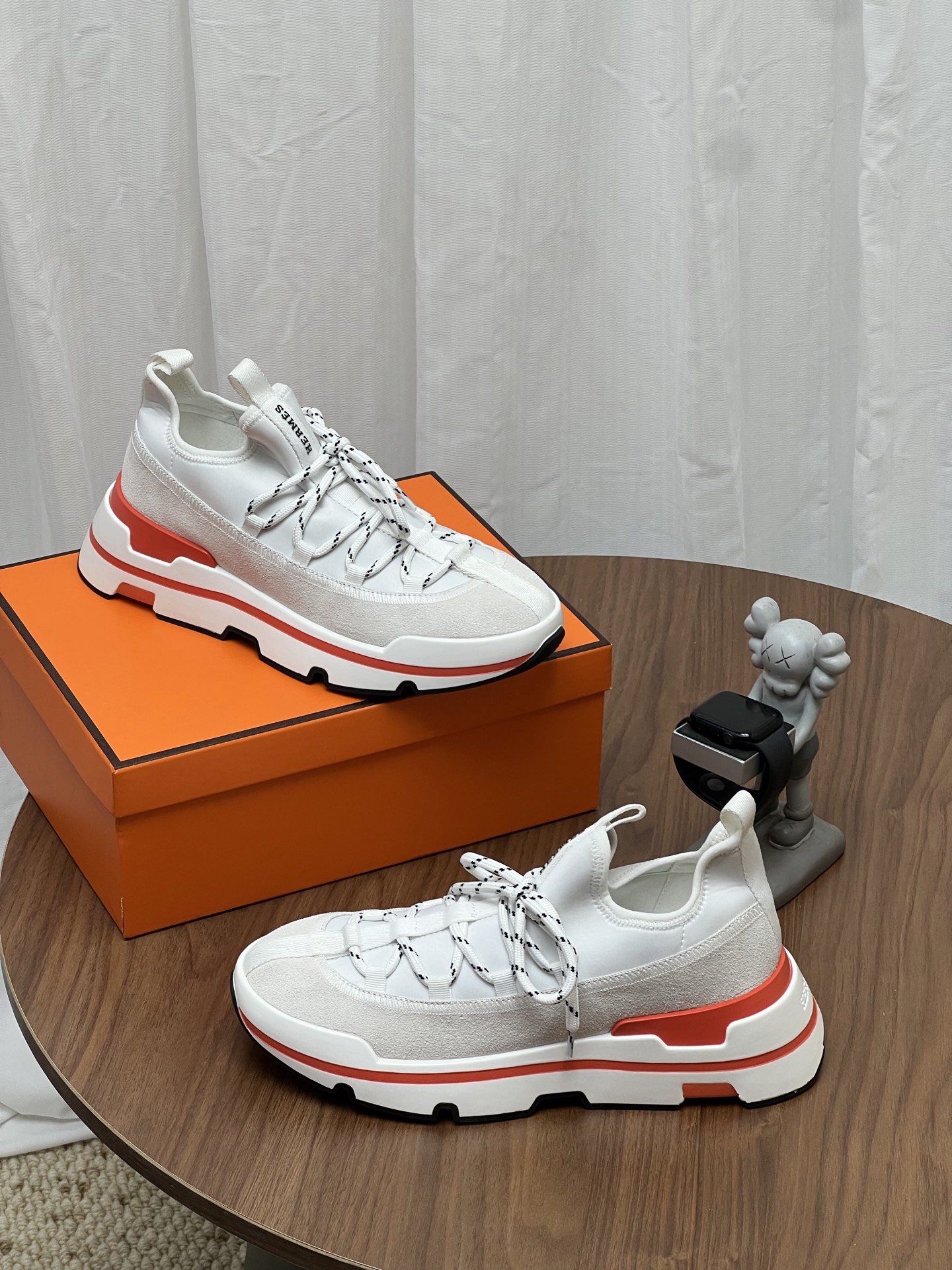 Hermès White Platform Trainers