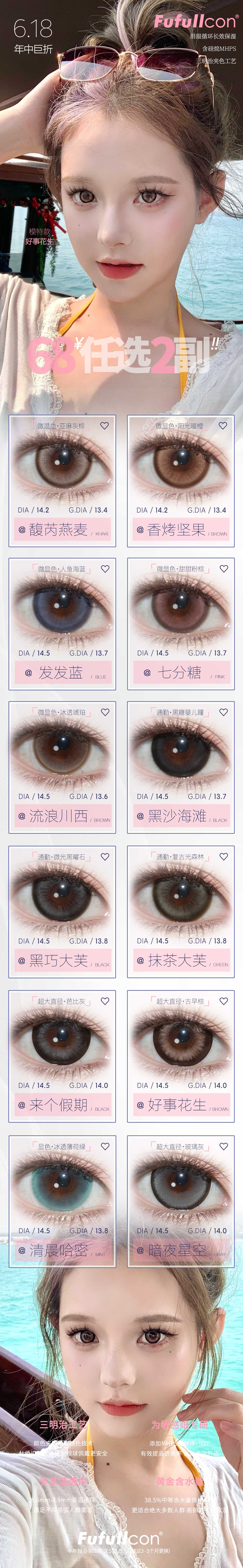 【半年抛】Fufullcon美瞳 – 瞳心未泯 恋恋在目 早八党挚爱温柔系眼珠珠 - VVCON美瞳商城