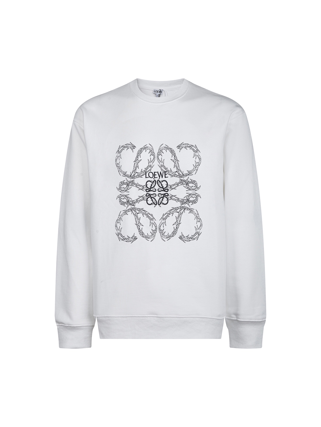 Loewe Clothing Sweatshirts Black White Embroidery Unisex Cotton